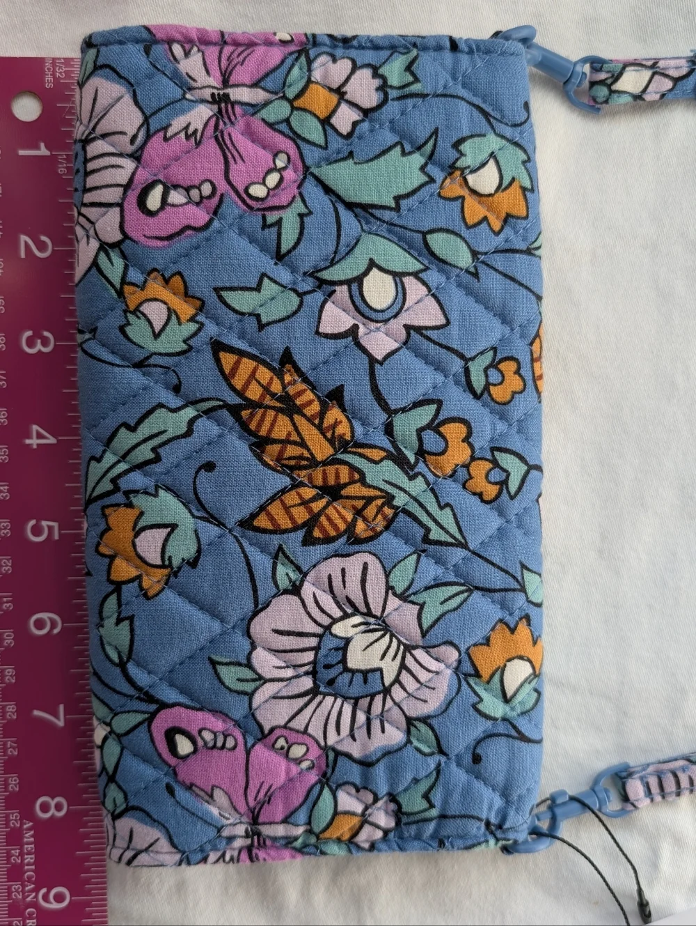 Vera Bradley Wild Prairie Floral Blue Quilted Fabric Crossbody Wallet Bag - Picture 10 of 14
